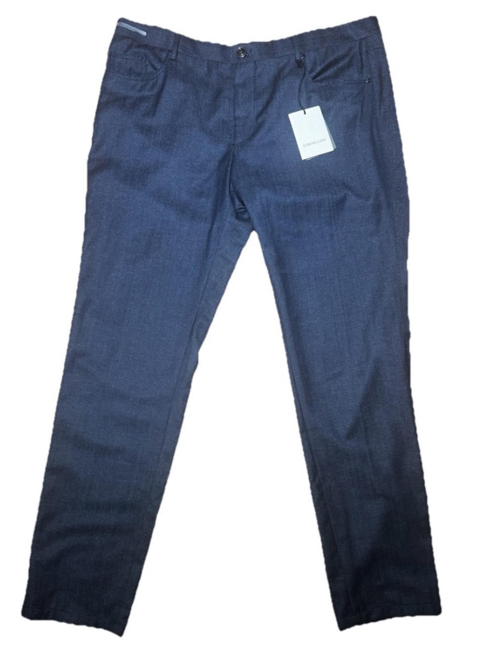 Corneliani Circle Mens Trouser US 42 EU 58 Blue Dot Wool Blend Dress Pants Light
